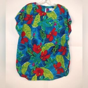 Executive Collection Women's Hawaiian Multicolor Print Top Size (XXL)